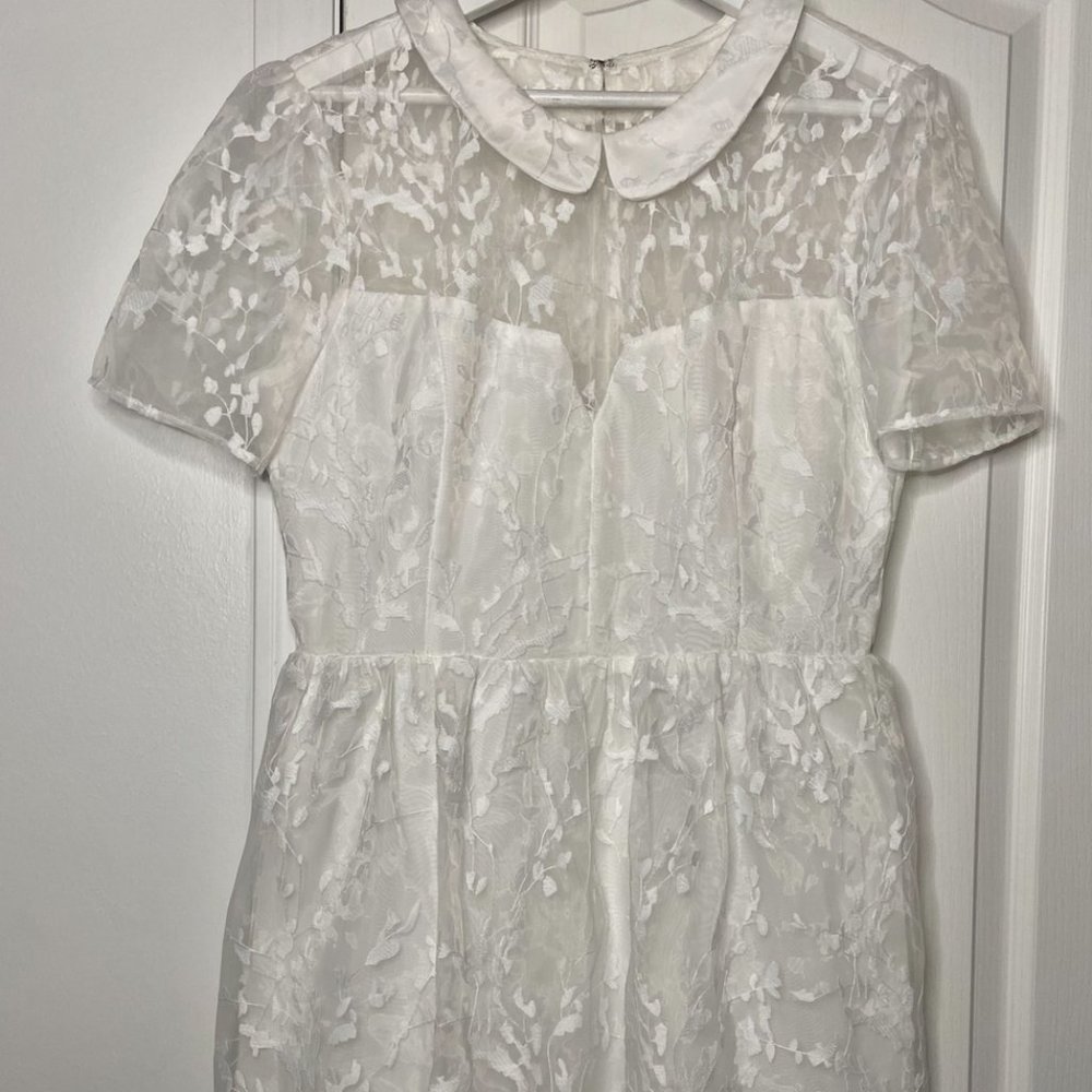 BCBGeneration Short Sleeve Collared Dress - Optic White - US 12